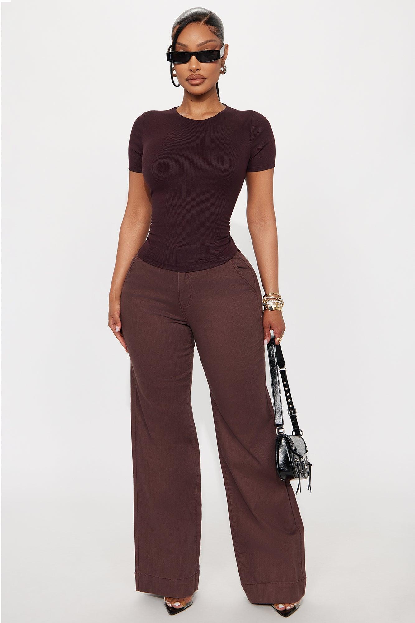 Chloe Crew Neck Short Sleeve Tee - Bark Brown Product Image