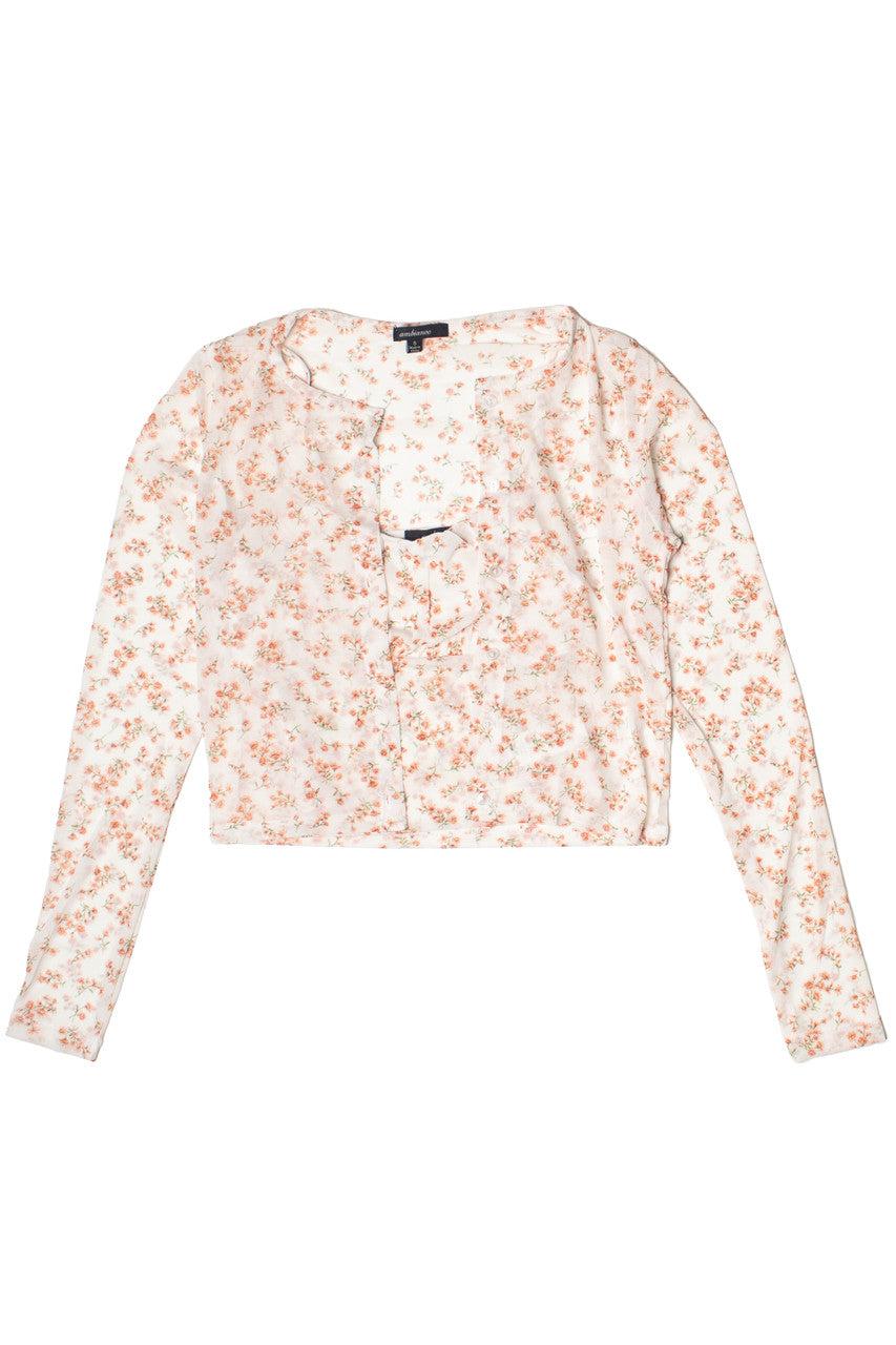 2 Piece Floral Mesh Top Set Product Image