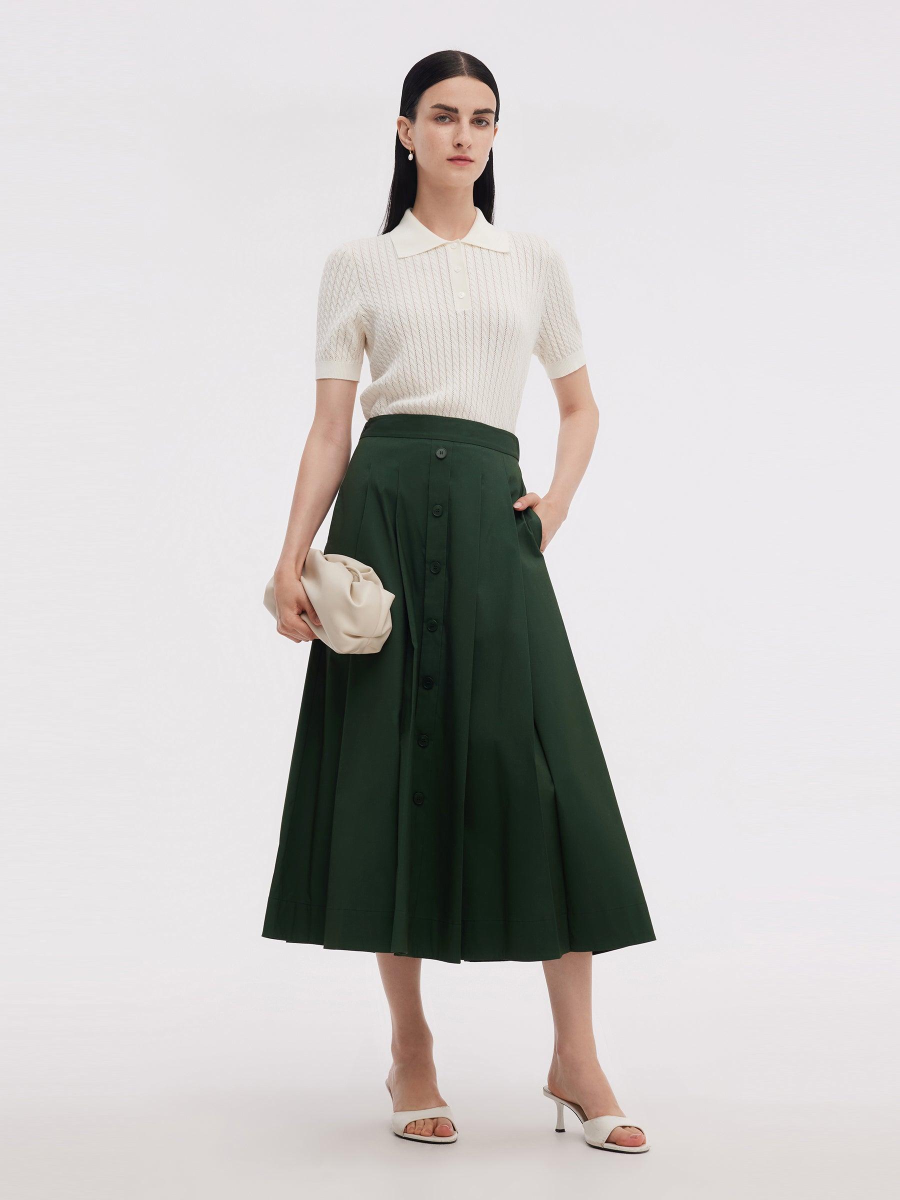 A-Line High-Waisted Women Pleated Skirt Product Image
