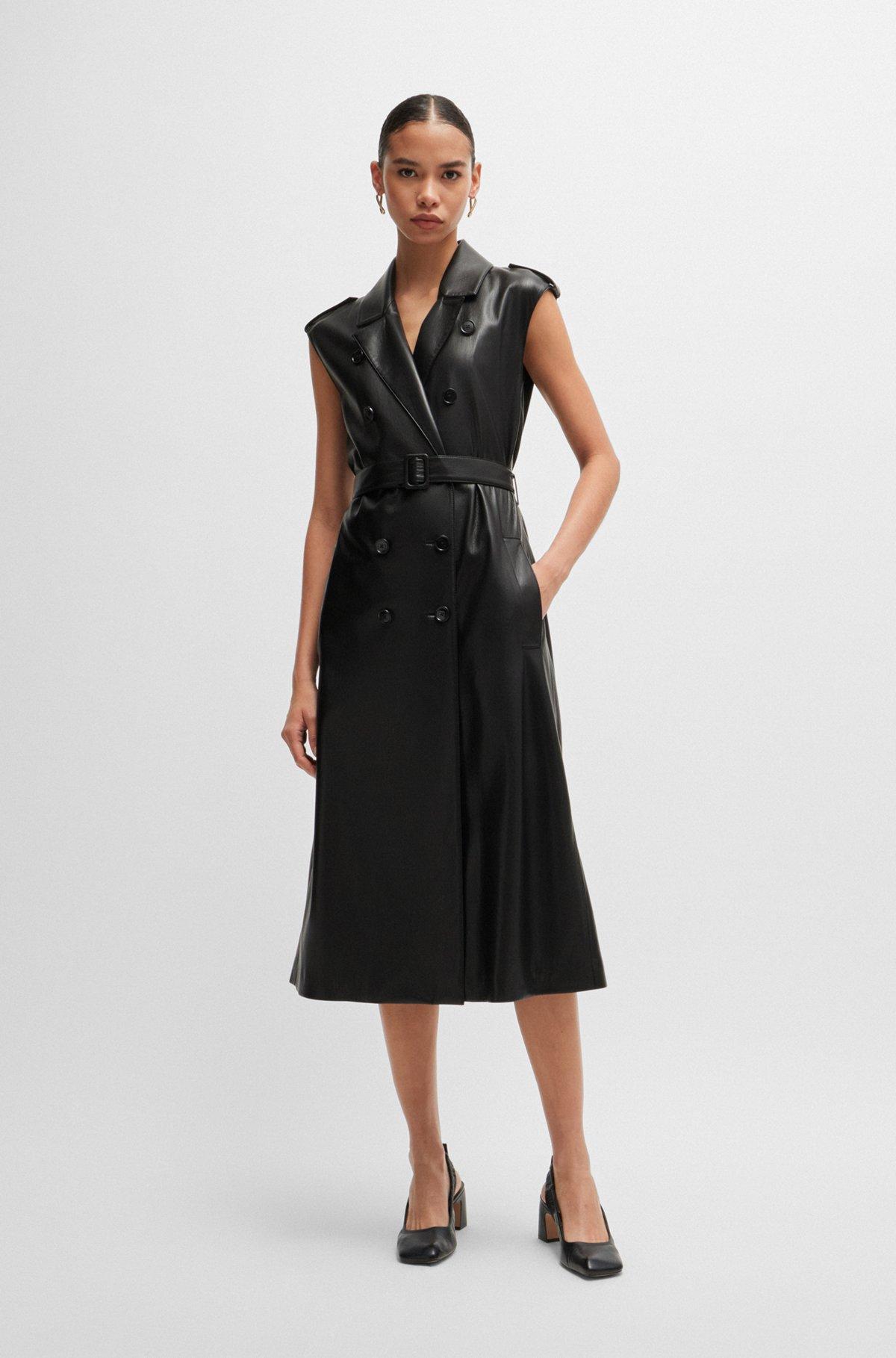 Faux-leather dress with double-breasted front Product Image