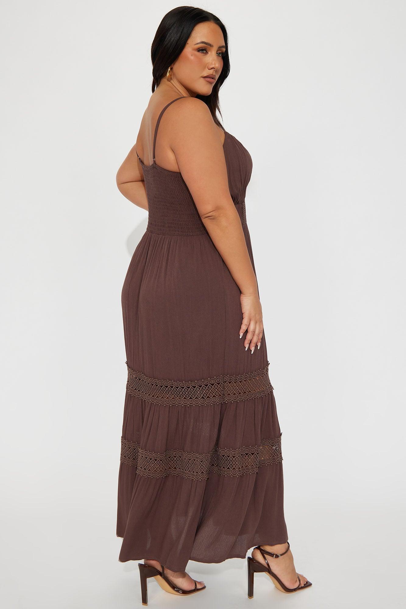 Sunny Days Tiered Midi Dress - Chocolate Product Image