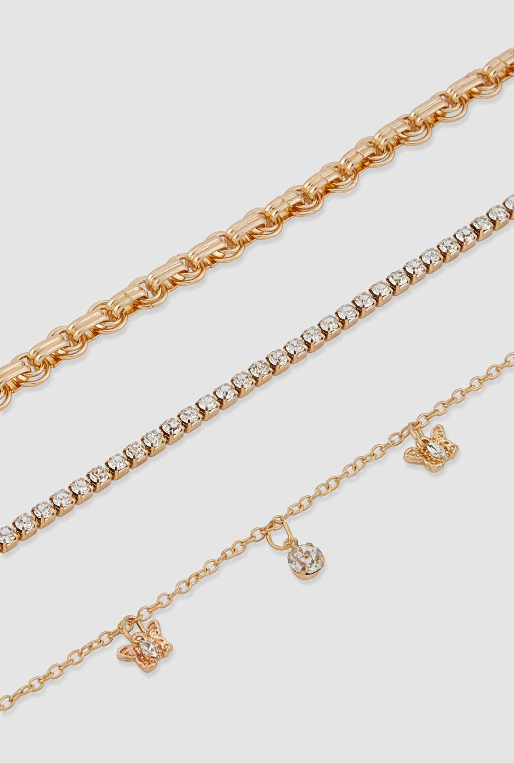 Butterfly Charm Layered Chain Necklace and Earrings Male Product Image