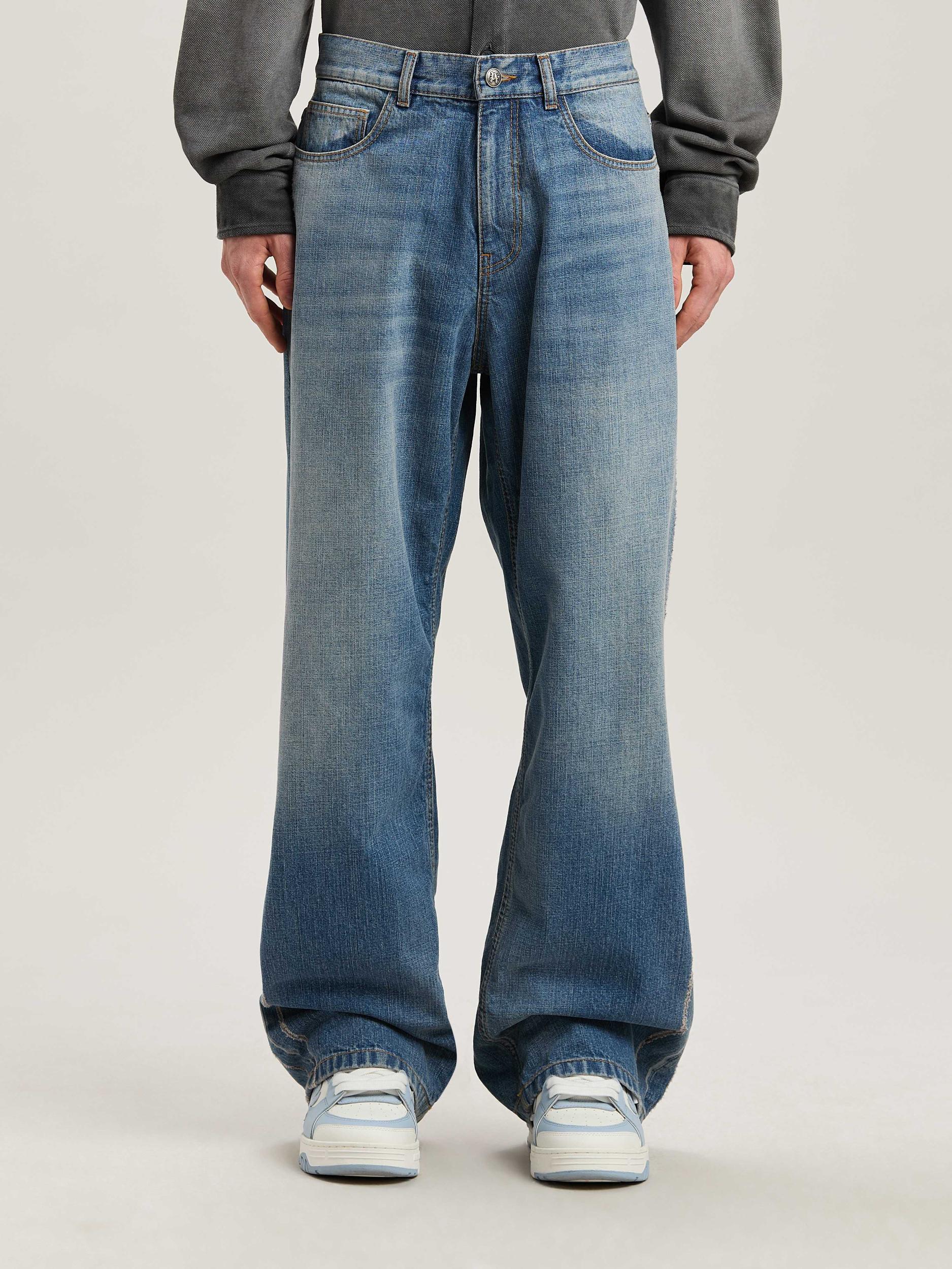 CURVED LOGO LOOSE 5 POCKETS LIGHT BLUE - Product Image