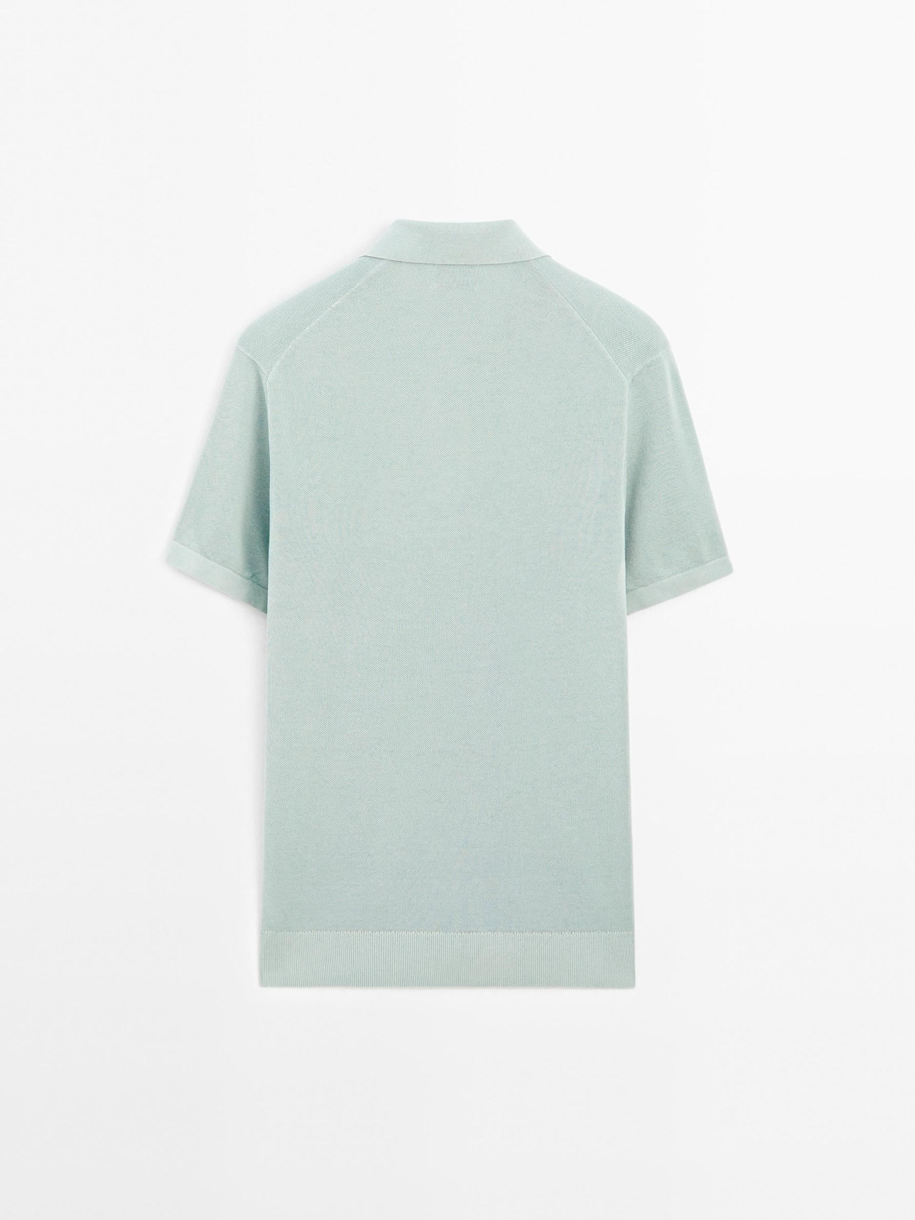 Knit V-neck polo shirt Product Image