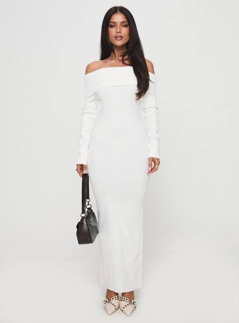 Celestara Off The Shoulder Maxi Dress White Product Image