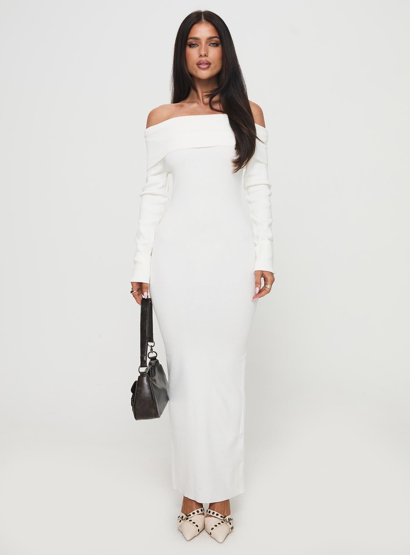 Celestara Off The Shoulder Maxi Dress White Product Image