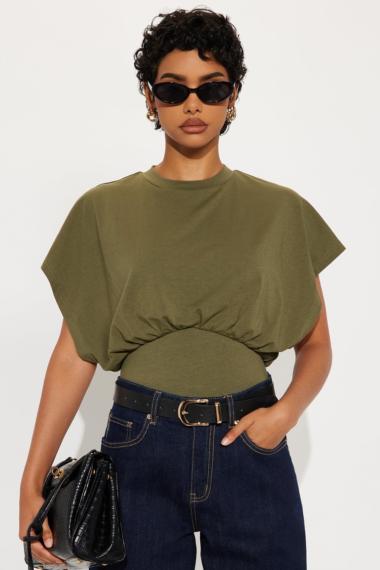 Weekend Plans Short Sleeve Bodysuit - Olive Female Product Image