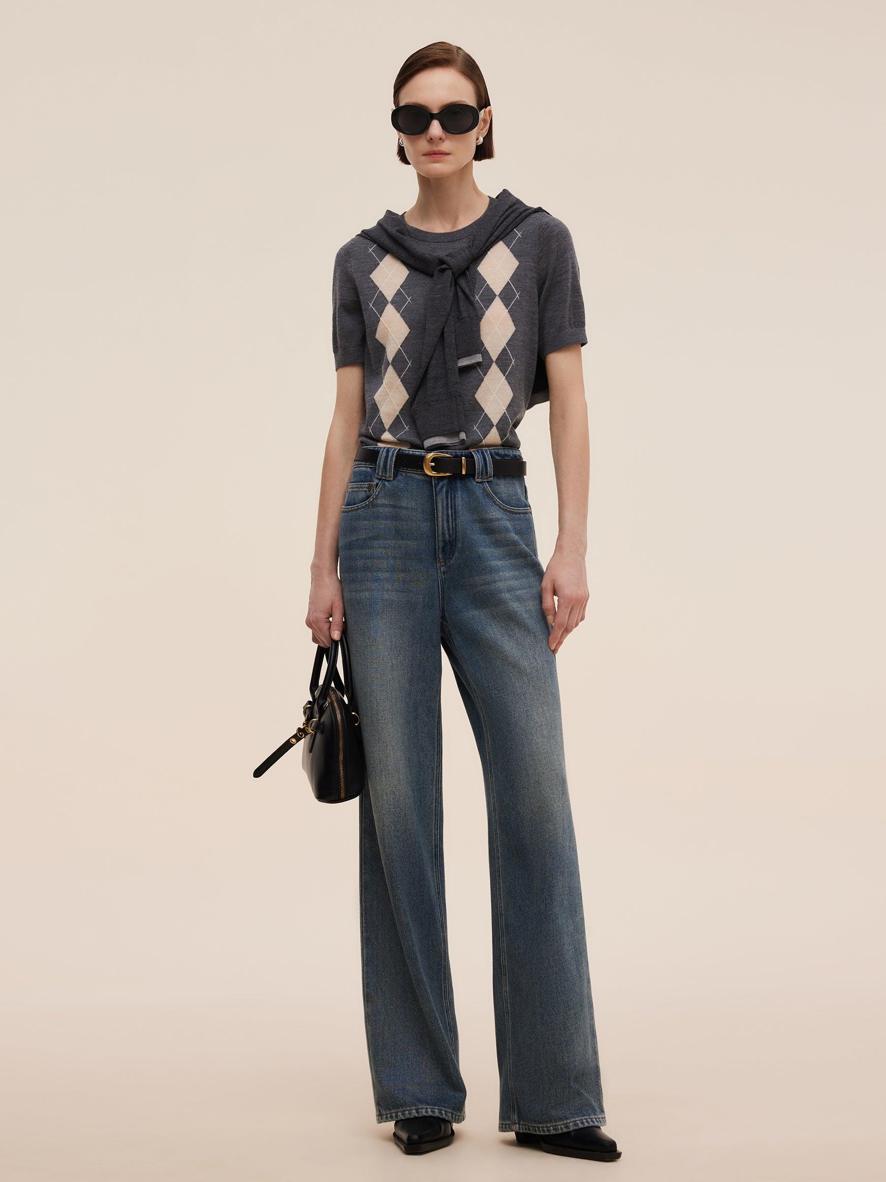 100% Cotton Denim Women Straight Leg Jeans Product Image