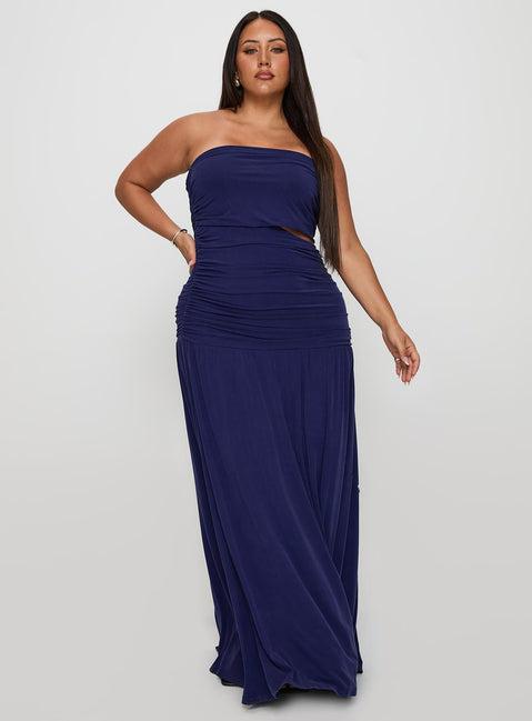 Grandeur Strapless Maxi Dress Navy Curve Product Image