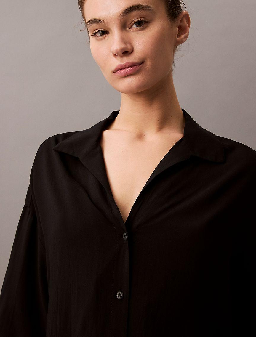 Woven Viscose Button-Down Short Sleeve Shirt Product Image