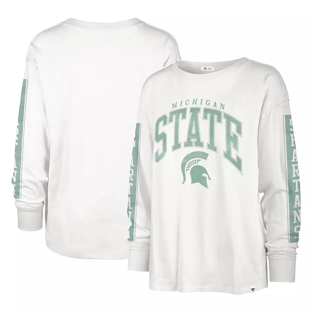 Women's '47 White Michigan State Spartans Statement SOA 3-Hit Long Sleeve T-Shirt, Size: Medium Product Image