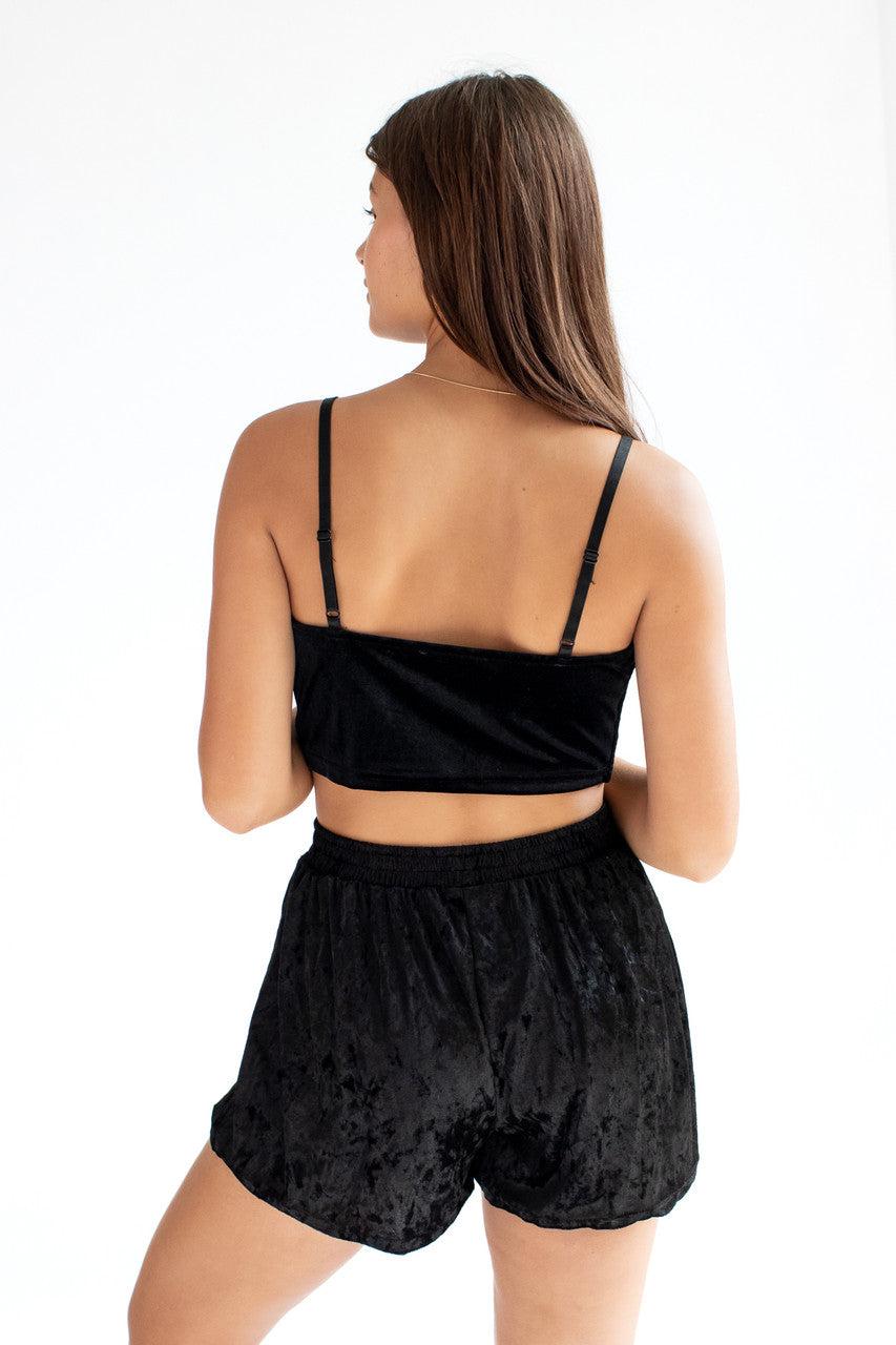 Black Velvet Lace Trim Cami Product Image