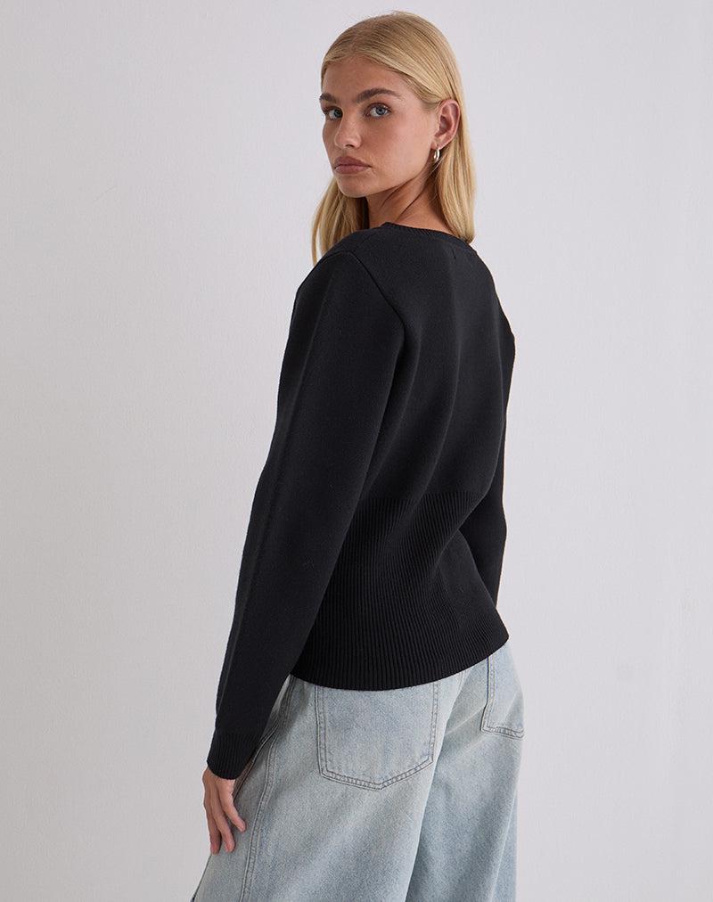 Subra Long Sleeve Cardigan in Black Female Product Image