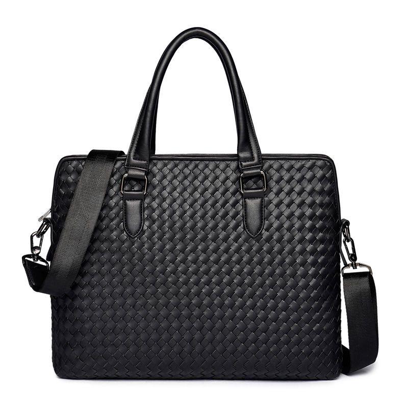 Woven Faux Leather Briefcase Product Image