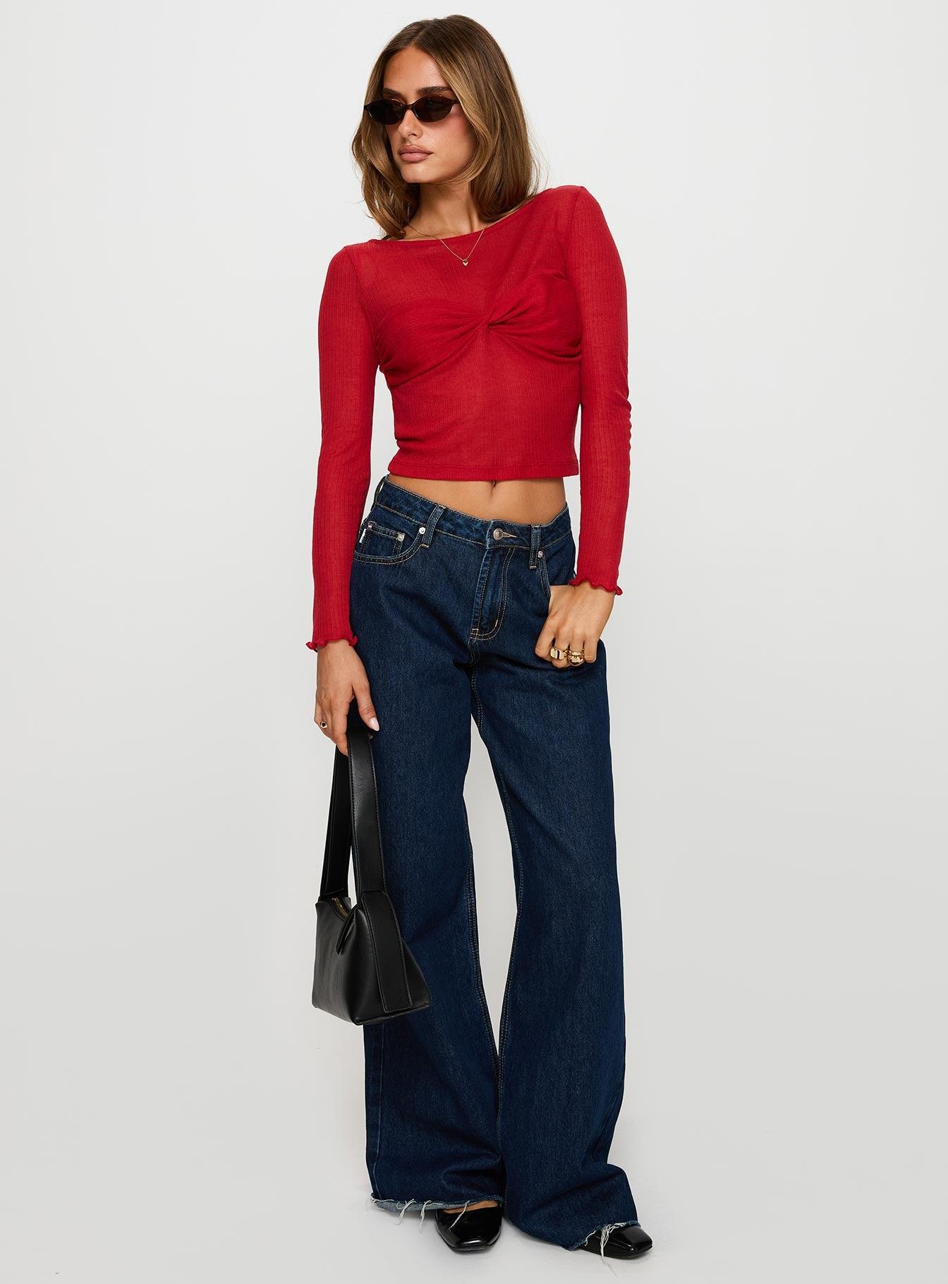 November Long Sleeve Top Red Product Image