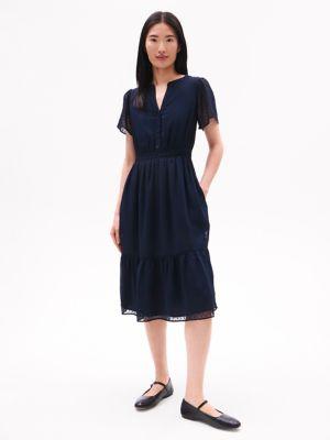 Short-Sleeve Clip-Dot Dress Product Image
