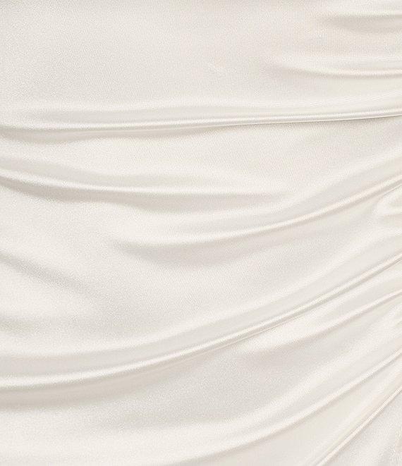 Honey and Rosie Square Neck Shirred Side Faux Wrap Mini Dress Product Image