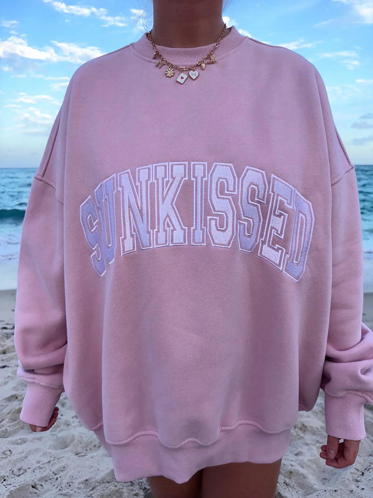 Sunkissed Collegiate Embroider Oversized Crewneck Sweatshirt Product Image