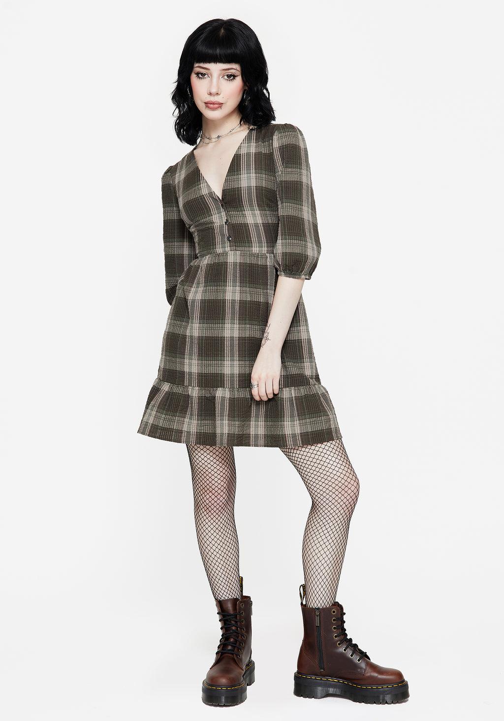 Clara Cotton Check Tiered Mini Smock Dress Product Image