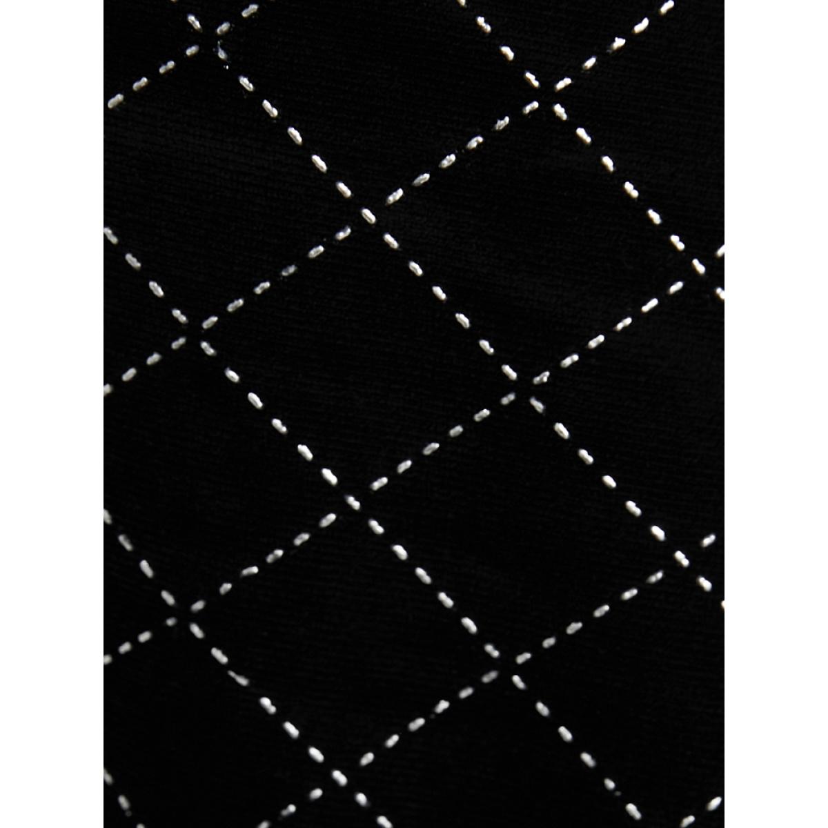 Plus Size Plaid Glitter Mesh Insert Pocket Velvet Dress Black Women Party Velvet Round Neck Long Sleeve Curvy Midi Dress BloomChic 30/6X Product Image