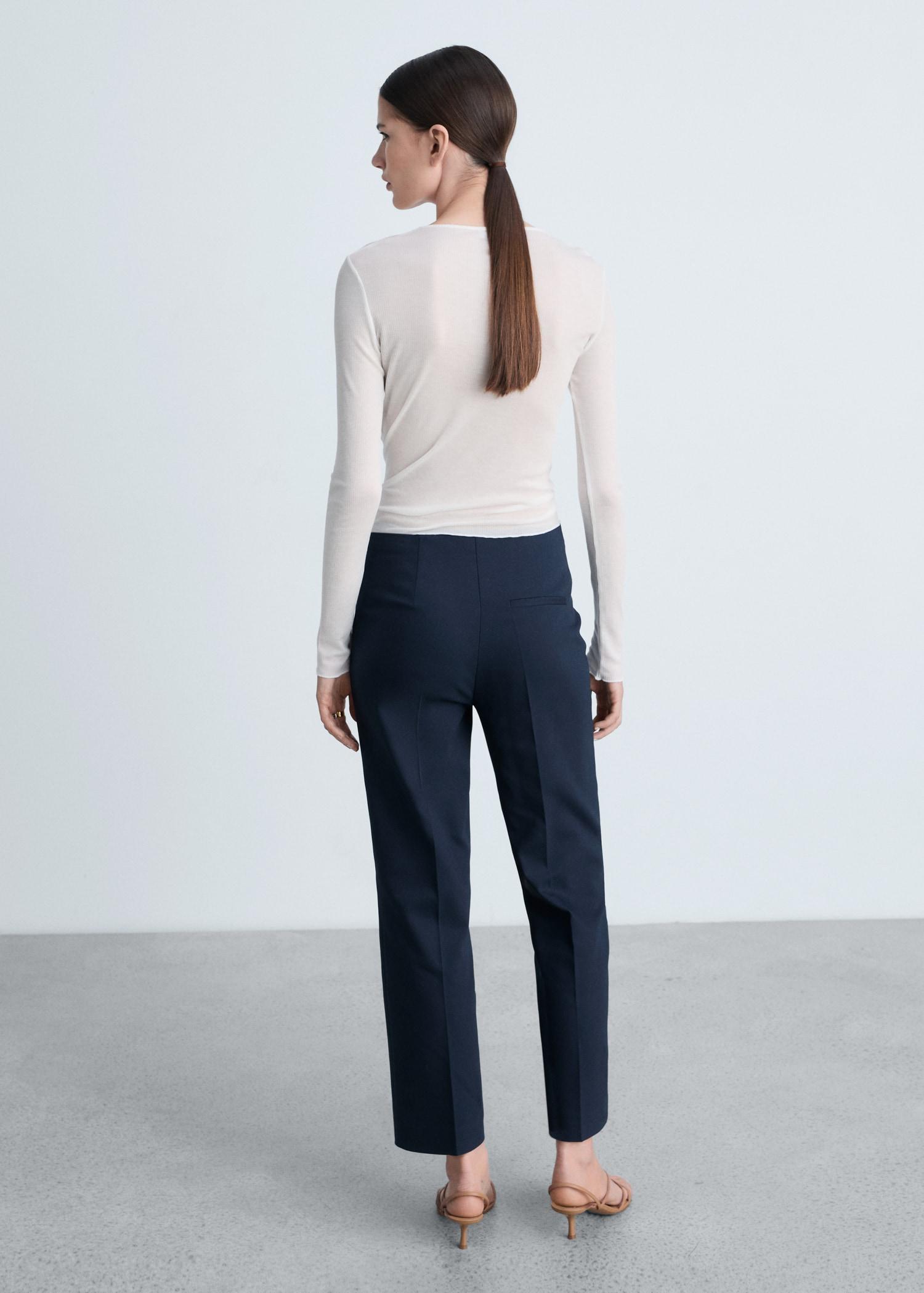 Straight pants with jewel buttons - Women | MANGO USA Product Image