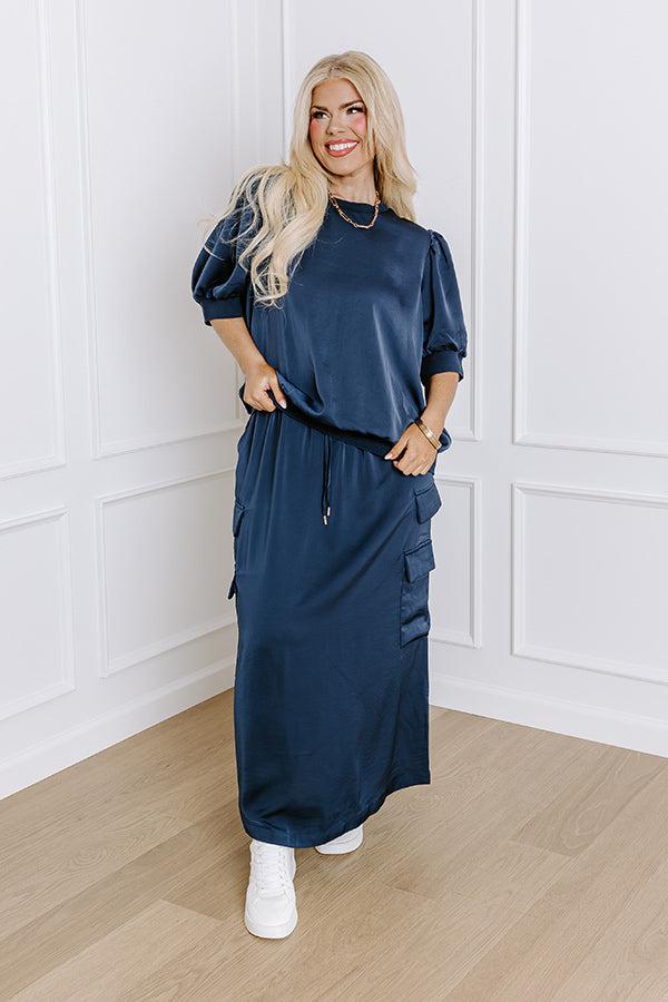 Central Park Stroll Shift Top in Navy Curves Product Image