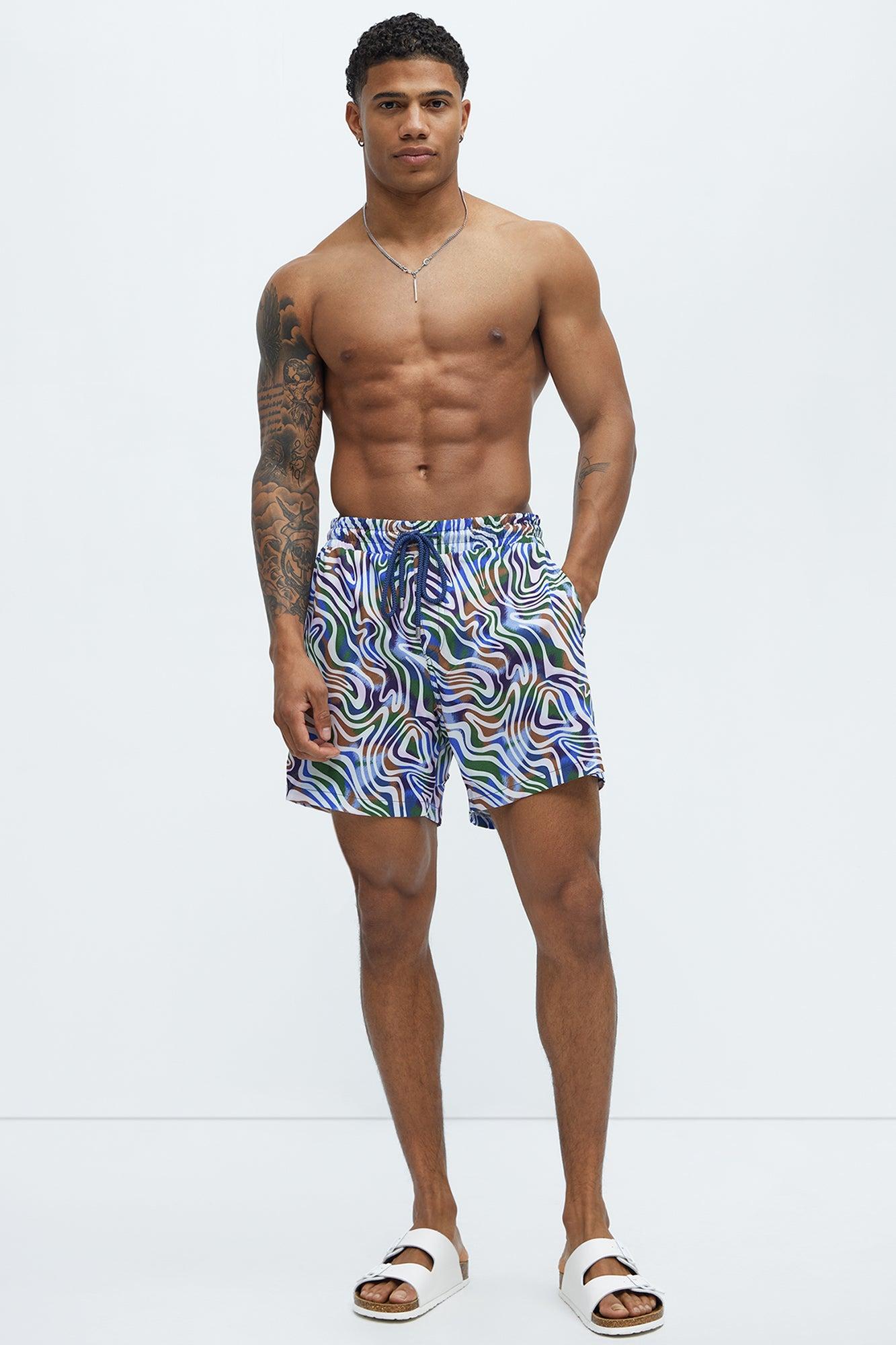Psychedelic Swirls Swim Mid Trunk - Multi Color Product Image