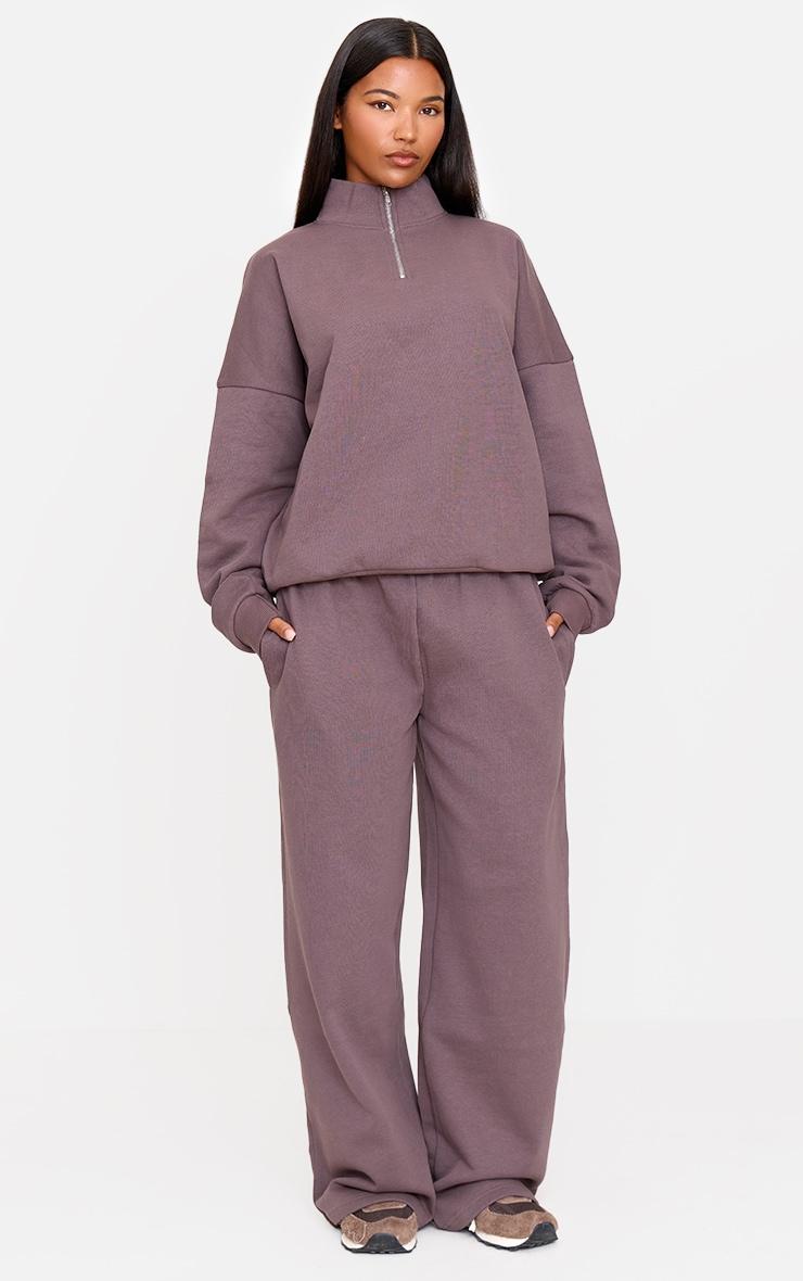 Charcoal Premium High Neck Quarter Zip Oversized Sweatshirt Product Image