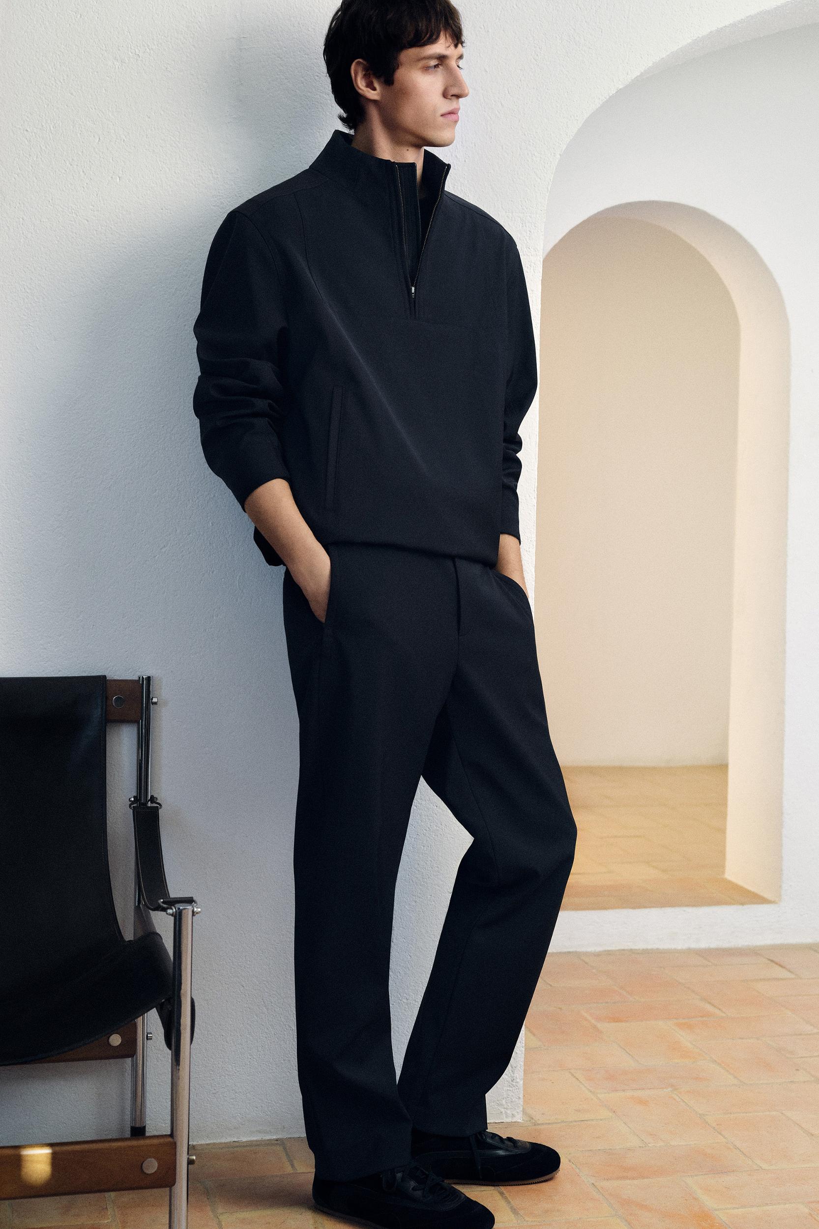 WOOL-BLEND STRAIGHT-LEG PANTS Product Image