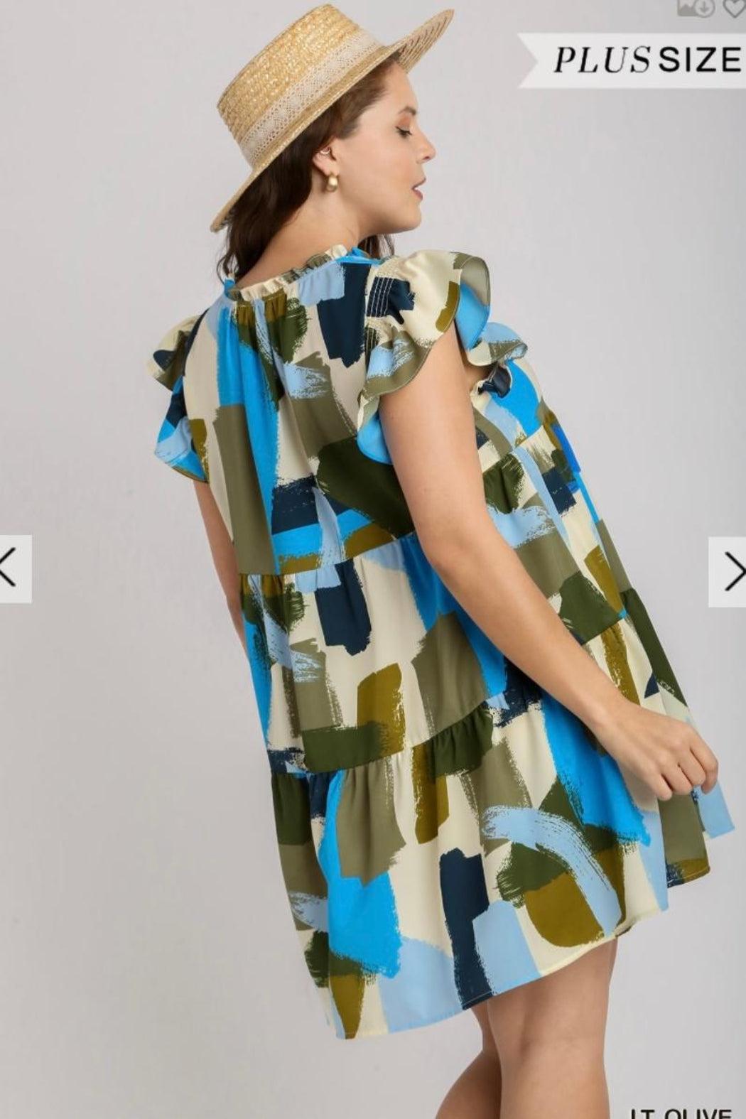 Dress, Brushstroke Print Product Image