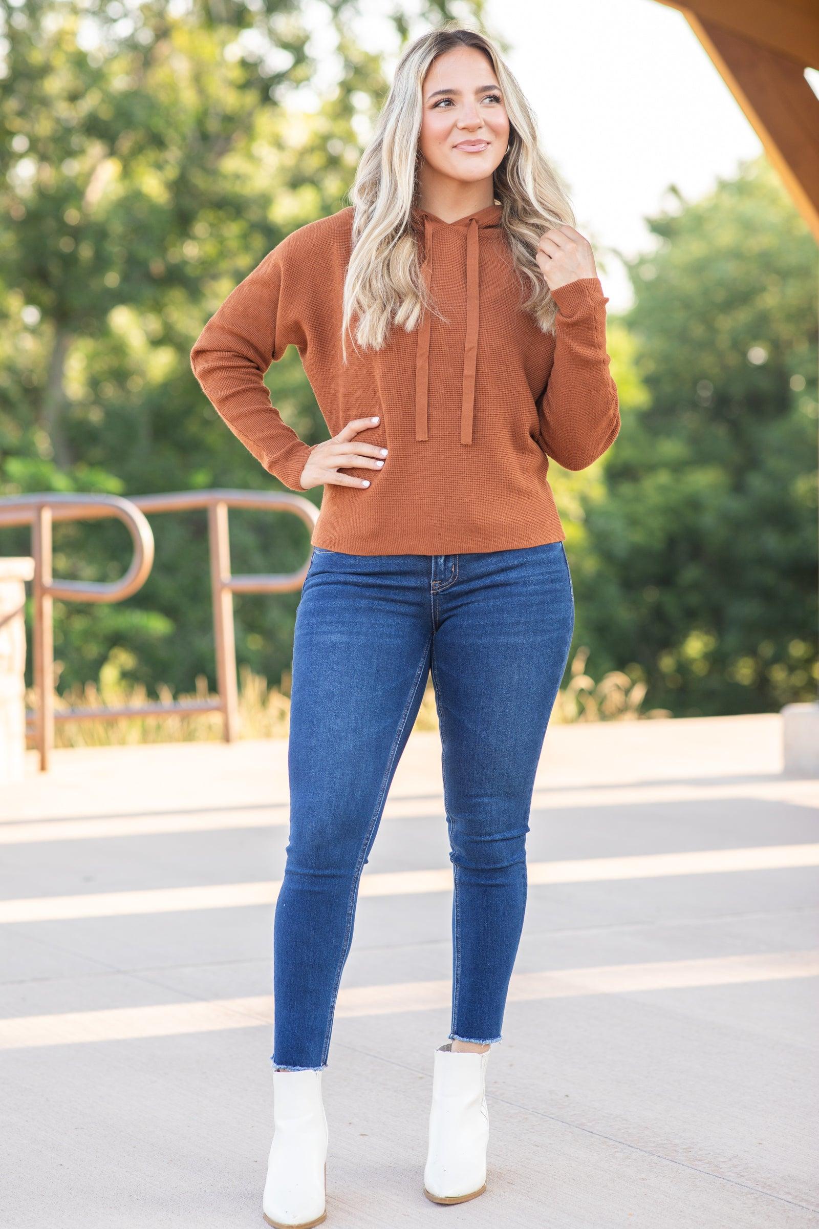 Mini Waffle Texture Hoodie Sweater Product Image