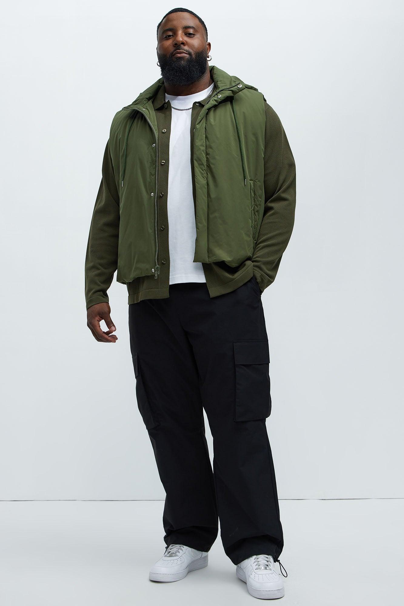 Bismarck Padded Vest With Hood - Olive Male Product Image