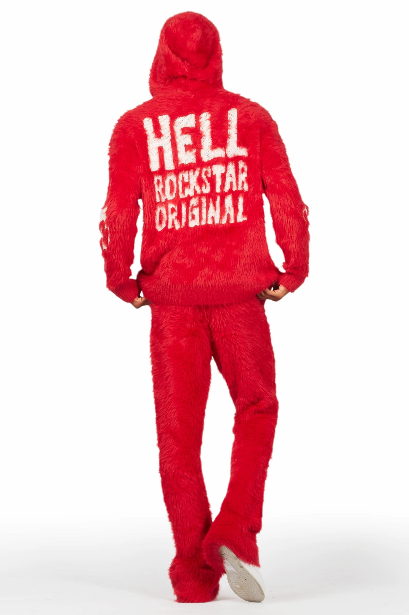 Toshio Red Stacked Flare Knitted Mohair Track Set Male Product Image