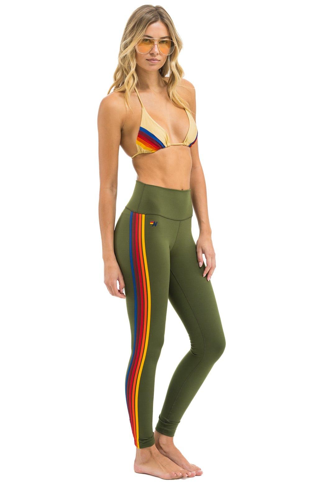 FULL LENGTH HI-RISE 5 STRIPE LEGGINGS - LEAF Female Product Image