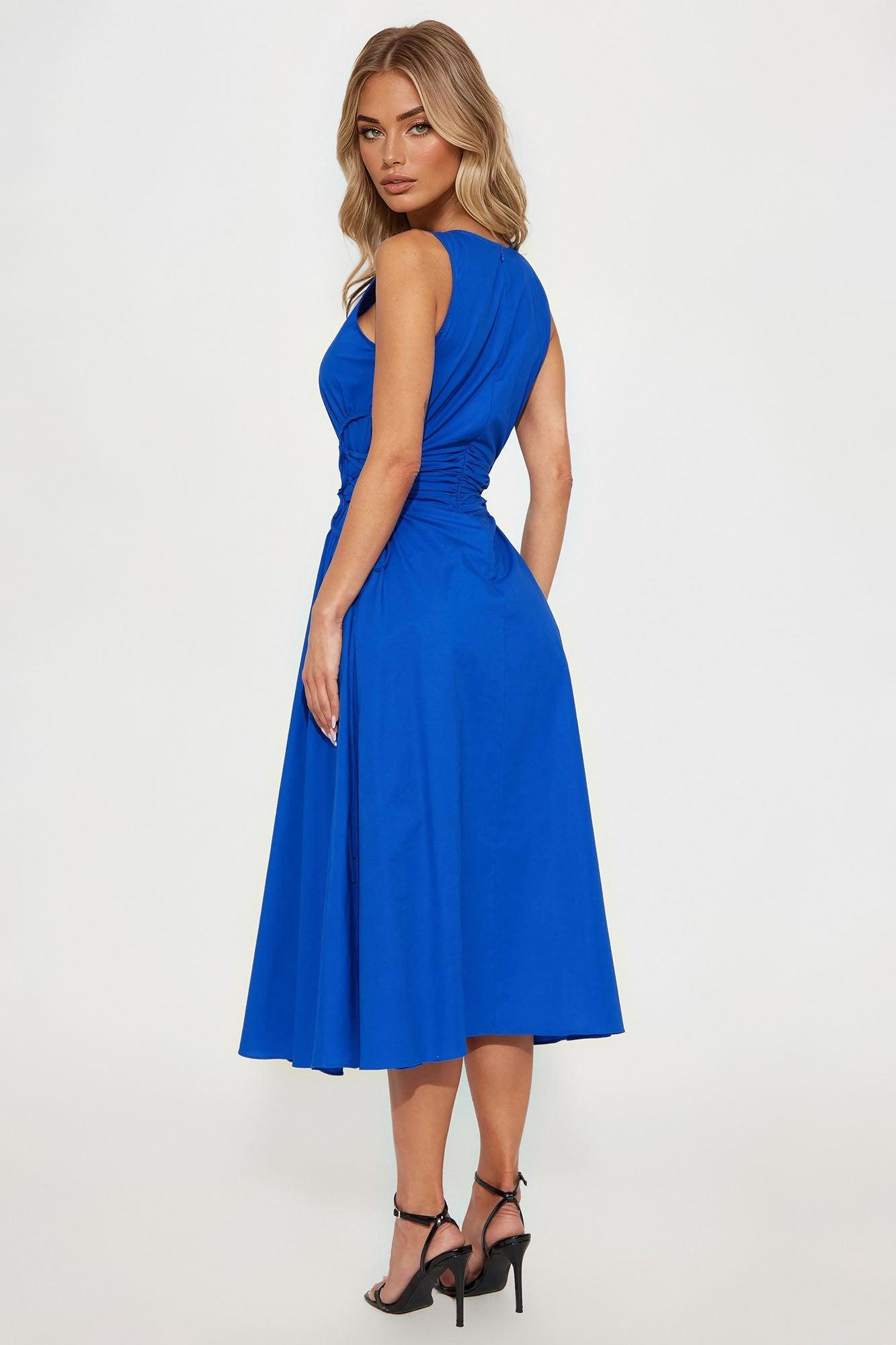 Emmaline Poplin Midi Dress - Blue Product Image