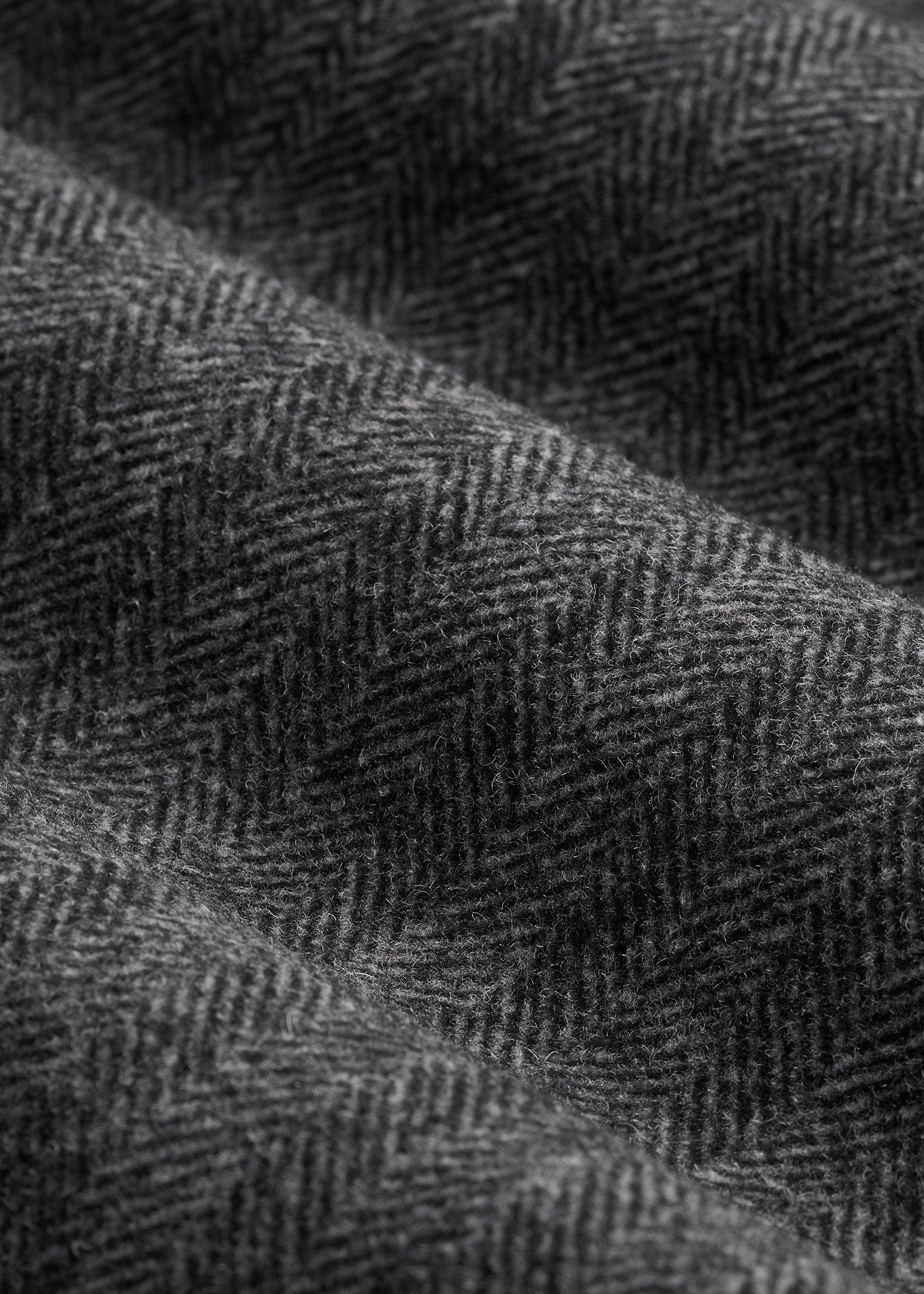 Wool Coat for Tall Men in Grey and Black Herringbone Male Product Image