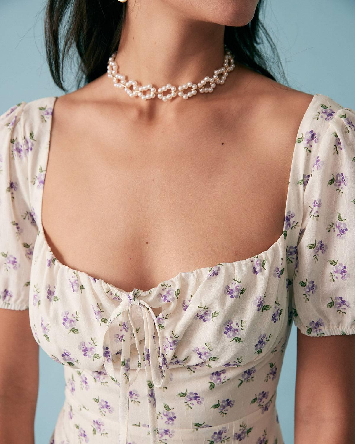 The Short Sleeve Floral Ruched Midi Dress Female Product Image