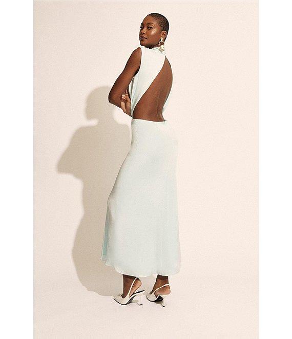 Bardot Delphine Mock Neck Sleeveless Cutout Open Back Sheath Maxi Dress Product Image