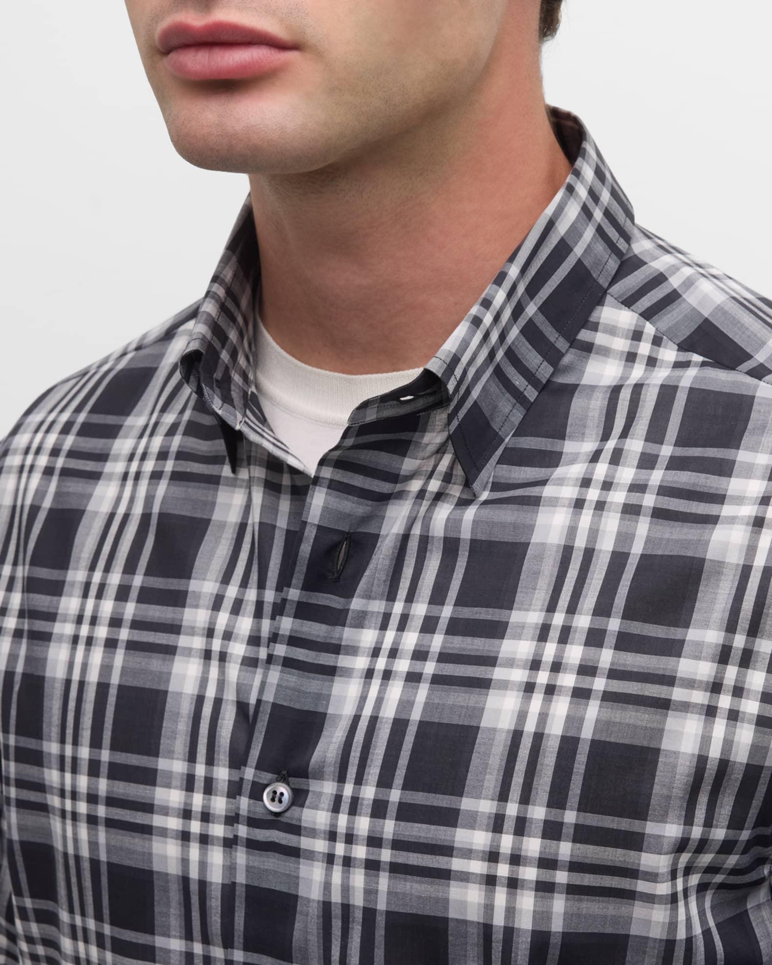 Men's Cotton Plaid Sport Shirt Product Image