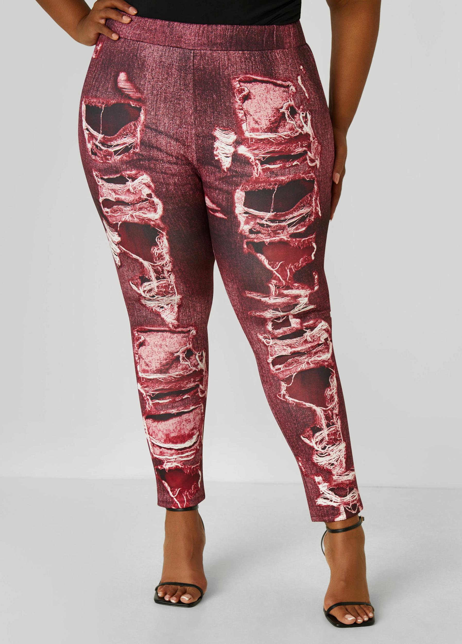 Plus Size Denim Print Leggings Ashley Stewart Product Image