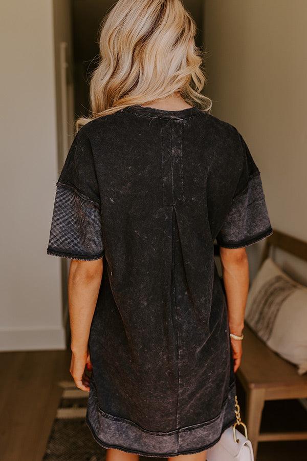 Block Party Ready Vintage Wash T-Shirt Mini Dress in Black Product Image