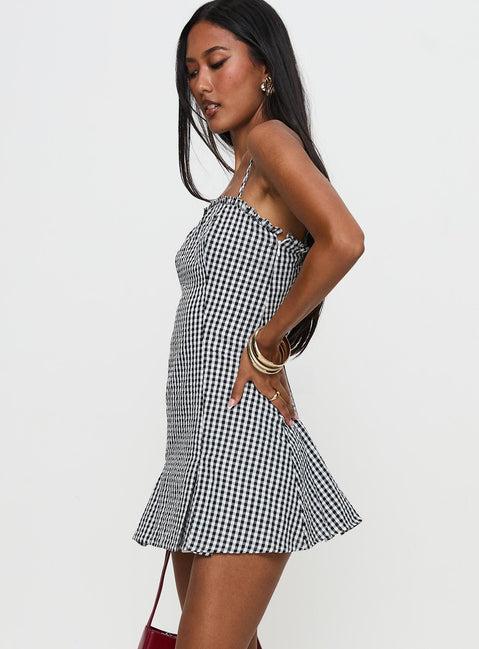 Bessette Mini Dress Black Gingham Product Image