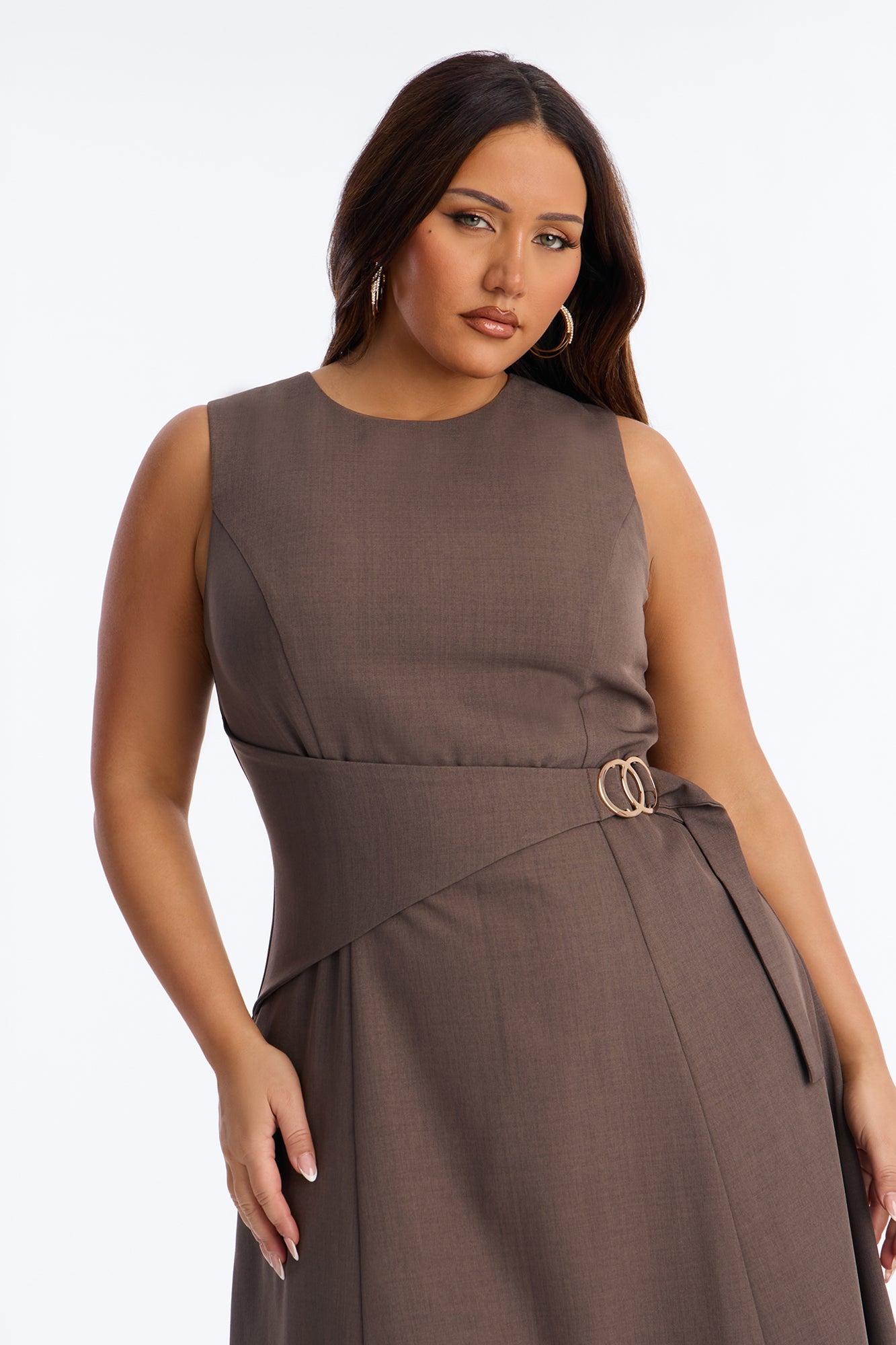 Elaine Tied Midi Dress - Charcoal Female Product Image
