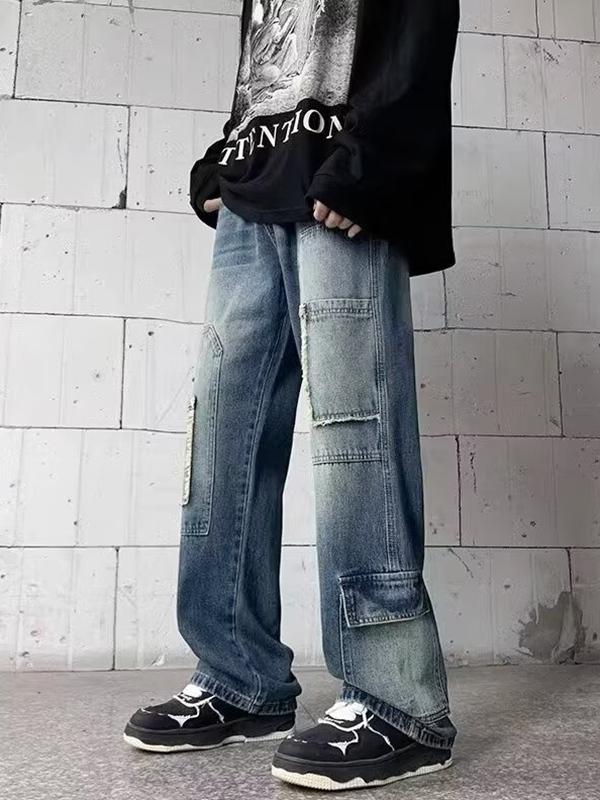 Men's Vintage Multi Pocket Loose Jeans Product Image