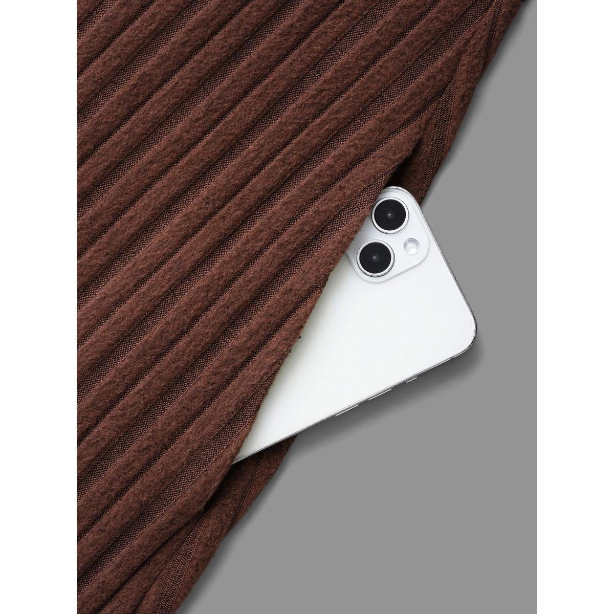 Plus Size Stretchy Waist Defining Knit Midi Dress Rust Women Casual Texture Knit Dresses Bloomchic 18-20/2X Product Image