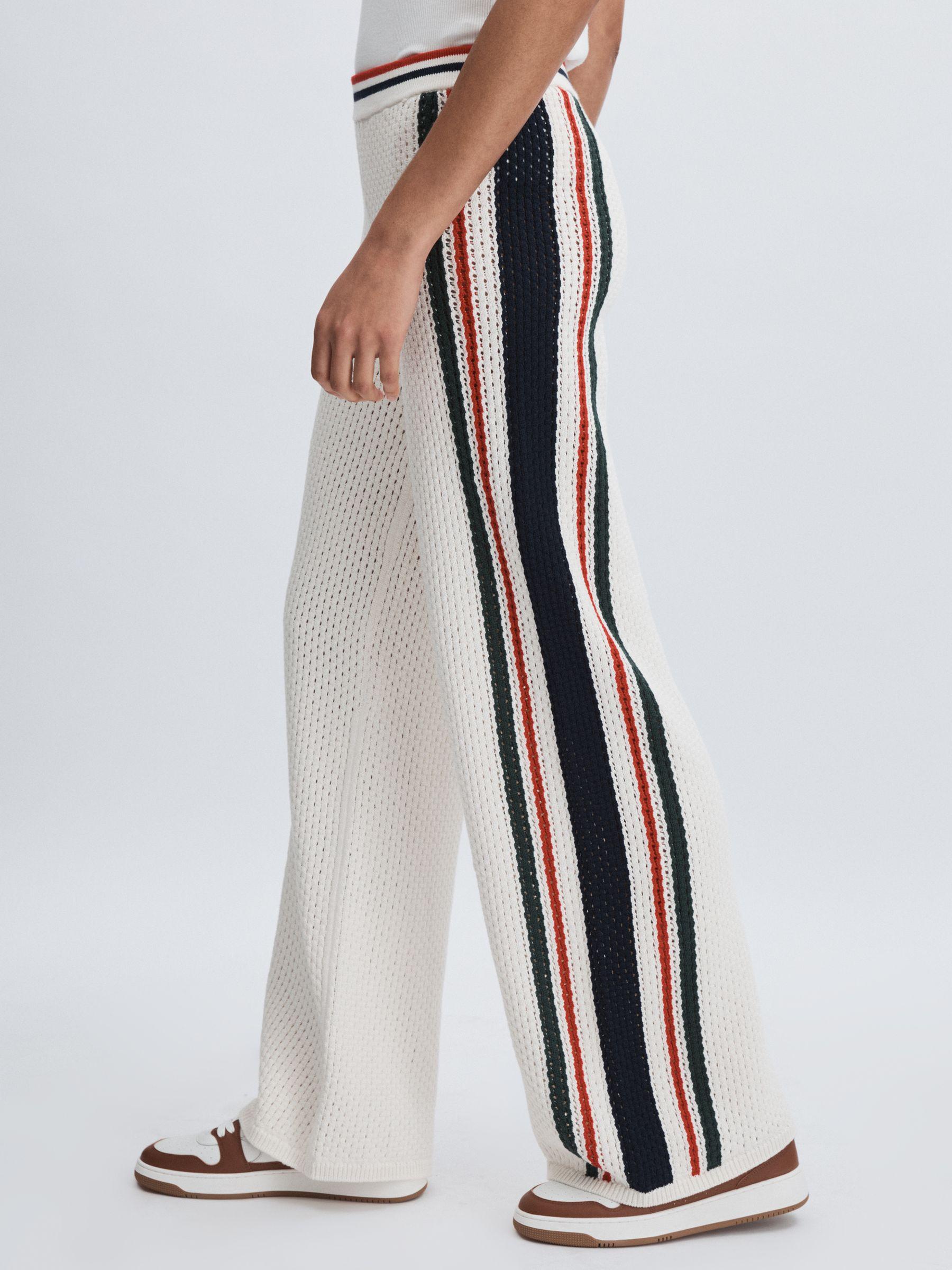 The Upside Cotton Open-Knit Track Joggers in White Product Image