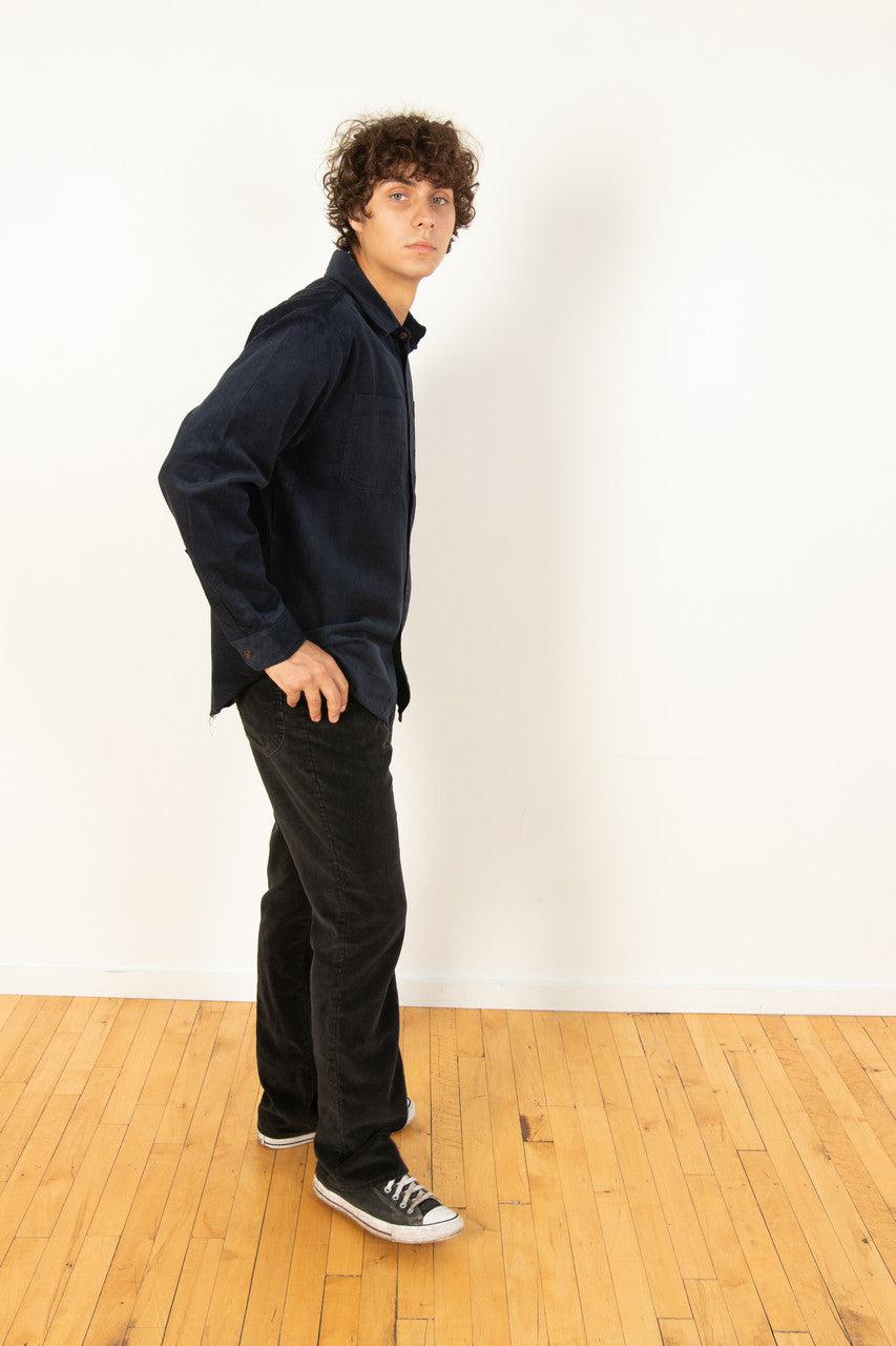 Navy Corduroy Button Down Shirt Product Image