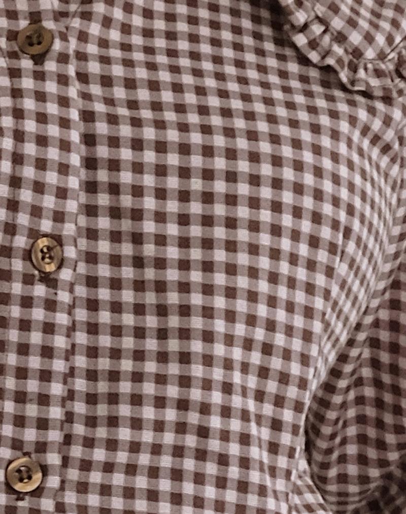 Deja Dress in Mini Gingham Brown Product Image