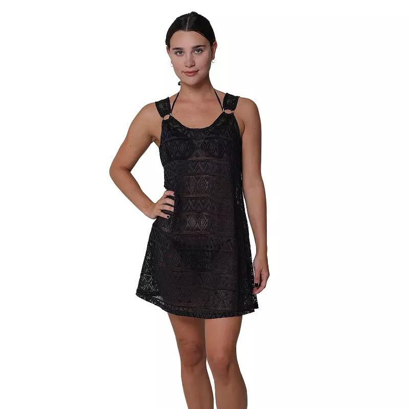 Women's Portocruz Ring Swim Cover-Up Tank Dress, Size: Large, Black Product Image