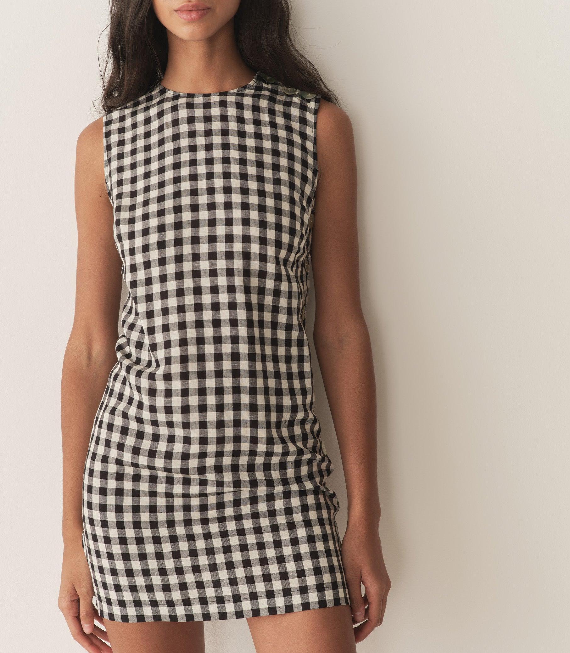 CORALIE DRESS -- BLACK MARILYN GINGHAM Product Image